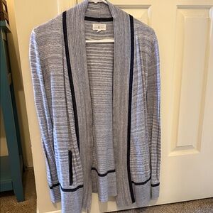 Lou & Grey Gray and Black Knit Cardigan